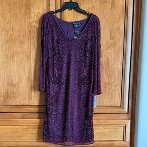 NWT Pisarro Nights Long Sleeve Beaded Dress